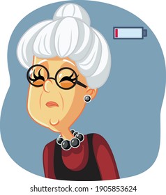 Tired Senior Woman with Dark Circles Feeling Exhausted. Fatigued elderly person having no more energy 
