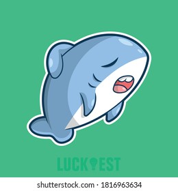 Tired Shark flat cartoon style icon vector illustration logo template for many purpose.