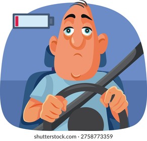 Tired Sleepy Driver Behind the Wheel Illustration Illustration. Exhausted man having with his eyes closing on a long road trip 