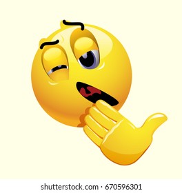 Tired smiley wants to sleep.
Emoticon puts his hand on mouth and yawning.
