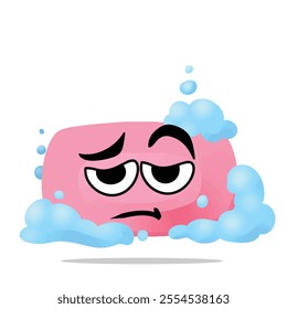 tired soap mascot vector illustrations. fun, colorful, and playful concept. cleaning tools, washing, interest, lifestyle, education, house, and environment themes