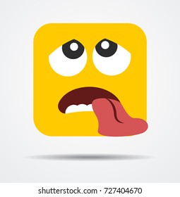 Tired square emoticon in a flat design
