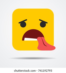 Tired square emoticon in a flat design