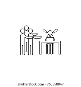 tired subordinate and managers points with fingers icon. Team work element. Premium quality graphic design. Signs, outline symbols collection, simple thin line icon for websites on white background
