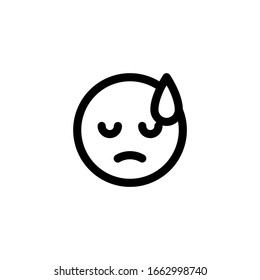 Tired Sweat Face Emoticon Icon Vector Illustration. Outline Style.
