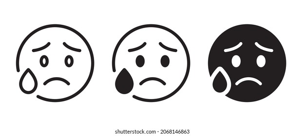 Tired Sweat Face Emoticon Icon editable stroke, flat design style isolated on white