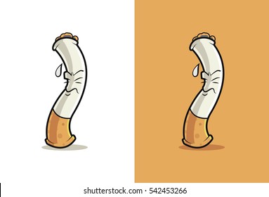 Tired and sweating Cigarette cartoon . Vector illustration