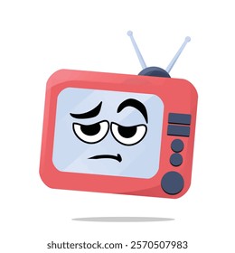 tired television mascot vector illustrations. fun and playful concept. hobby, interest, creative, entertainment, film, movie, industry and cinema themes