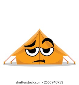 tired tent mascot illustration for design. cute and playful concept. camping, travelling, backpacker, summer, hiking, adventure and recreation themes