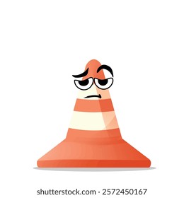 tired traffic cone mascot vector illustrations. fun and playful concept. job, tools, building, workers, safety, city, construction equipment, renovation and restoration themes