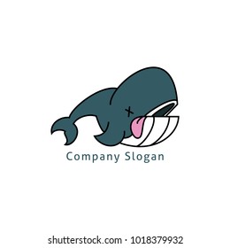 tired whale logo design