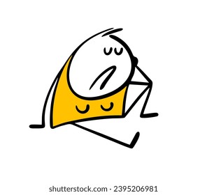 Tired woman has closed her eyes and is sitting on the floor without strength Vector illustration of a mother in need of psychological and physical help and support. Isolated on white background.