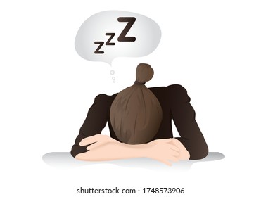 A tired woman on the table wants to rest