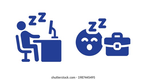 Tired at work icon vector illustration. Sleeping employee concept.