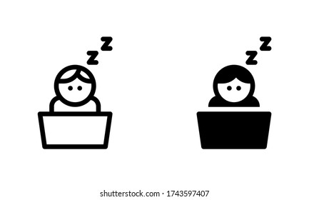 Tired at Work sleepy Icon, Logo, Vector