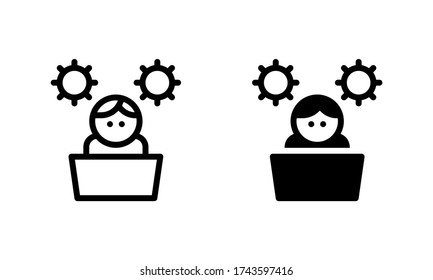 Tired at Work sleepy setting Icon, Logo, Vector