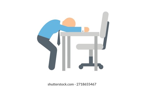 Trabajador cansado que descansa la cabeza en el escritorio en un espacio de trabajo