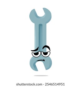 tired wrench mascot character illustration. cute and playful concept. furniture, tools, woodworking, restoration, repair and carpentry themes