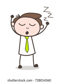 Tired Young Employee Sleeping Vector