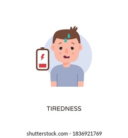 Tiredness Cartoon Character icon in vector. Logotype