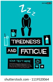 Tiredness and fatigue retro vector poster illustration design
