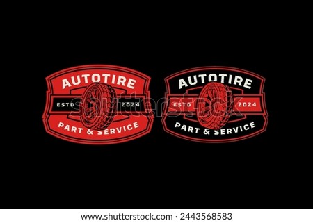 tires car retro badge logo design template  for automotive service, workshop, garage and sport