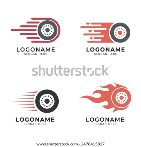 tires fire speed logo icon set