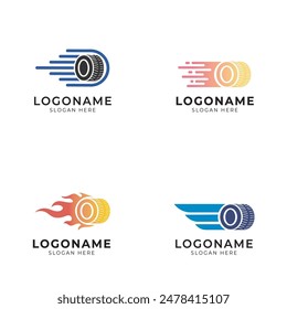 tires garage logo icon set