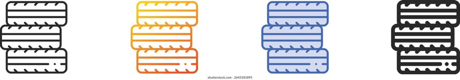 tires icon.Thin Linear, Gradient, Blue Stroke and bold Style Design Isolated On White Background