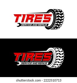 Tires logo design template, silhouette wheel vector illustration.