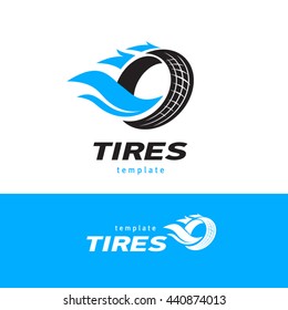 Tires logo design template, silhouette wheel vector