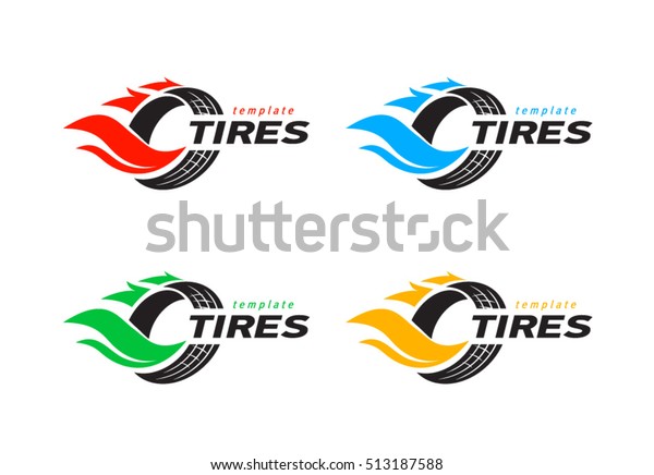 Logo Design Vorlage Fur Reifen Silhouettenrad Vektorgrafik Farbsatz Stock Vektorgrafik Lizenzfrei