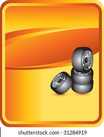 tires on classic orange background