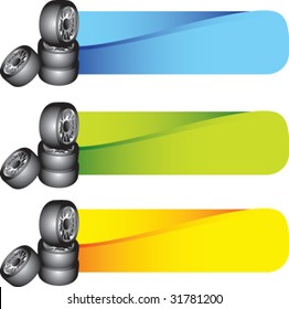 tires on colored banners