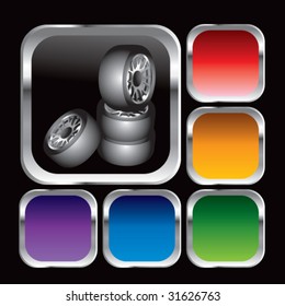 neumáticos en botón web de color cuadrado