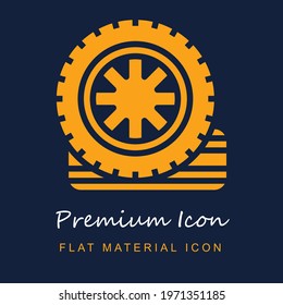 Tires premium material ui ux isolated vector icon in navy blue and orange colors svg