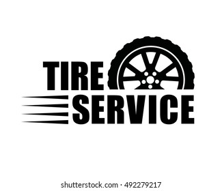 Tires service icon. Vector badge with wheel for tire service. 