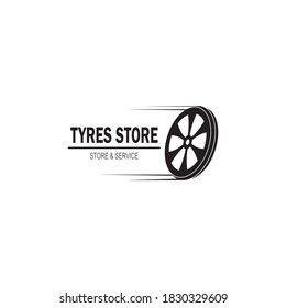 
 Tires service icon.Vector badge with wheel for tire service.