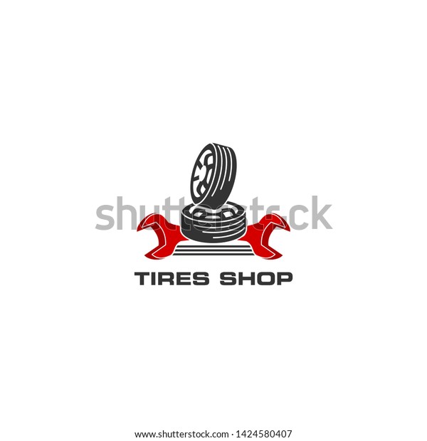 Tires shop logo design template. Silhouette tire.
Auto repair shop logo