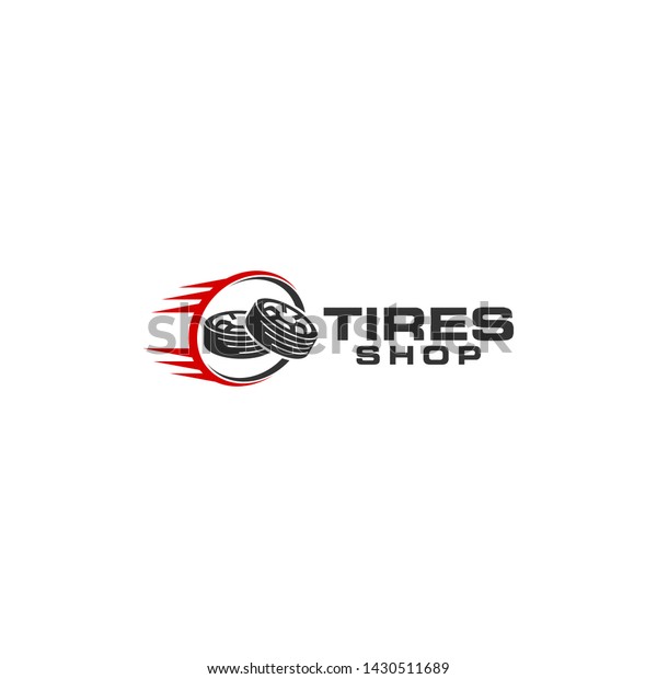 Tires shop\
logo design template. Silhouette\
tire