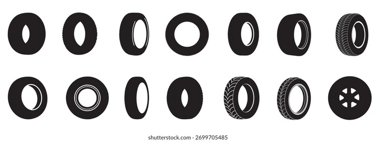 tires silhouette white background vector illustration