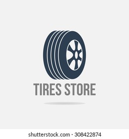 Tires Store logo template. Isolated tire. Tire icon. Flat tire