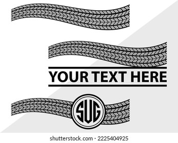 Tires And Tire Prints Monogram Printable Vector Illustration