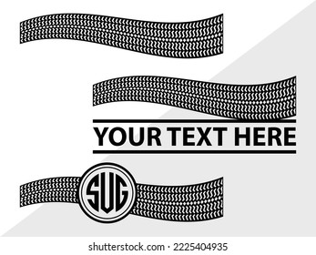 Tires And Tire Prints Monogram Printable Vector Illustration