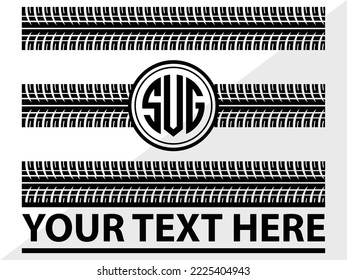Tires And Tire Prints Monogram Printable Vector Illustration