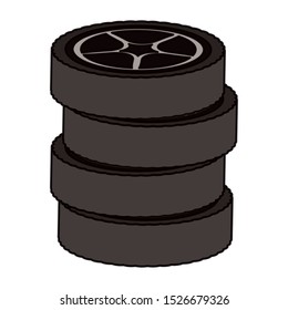 tires wheels cars isolated icon vector illustration design
