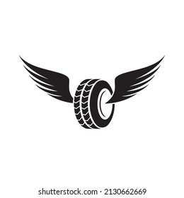 Tires and wing illustration logo vector template