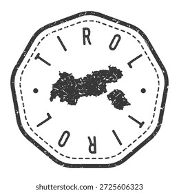 Vetor região austríaca do Tirol selo do passaporte com mapa da região.