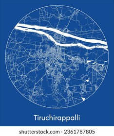 Tiruchirappalli India Asia City Map blue print round Circle vector illustration