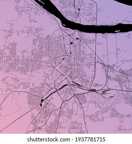 Tiruchirappalli, Tamil Nadu, India - Urban vector city map with parks, rail and roads, highways, minimalist town plan design poster, city center, downtown, transit network, street blueprint